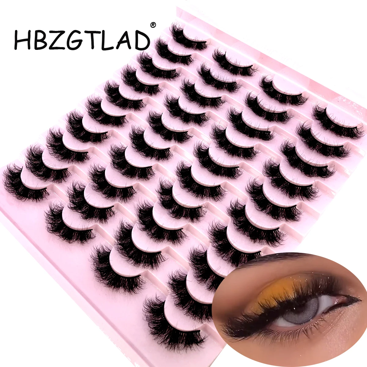 HBZGTLAD-3D Faux Mink Lashes, Fofo, Macio, Completo, Grosso, Liso, Natural, Longo, Cílios Postiços, Cílios Encaracolados, Atacado, 5-20 Pares