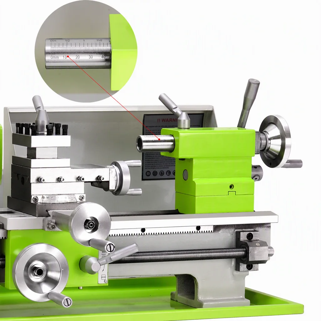 600mm Distance Semi-Automatic Metal Lathe NU210x600ES 1100W With Auto Threading Function