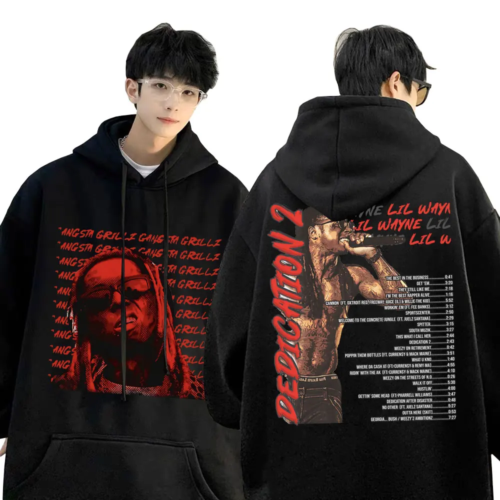 Rapper Lil Wayne Dedication Album Graphic Hoodie Men Women Fashion Hip Hop Sweatshirt Men's Vintage Streetwear Oversized Hoodies