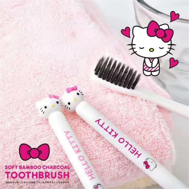 

Cartoon Toothbrush Kuromi Cinnamoroll Portable Soft Toothbrush for Children Adult HelloKittys My Melody Bamboo Charcoal Fiber