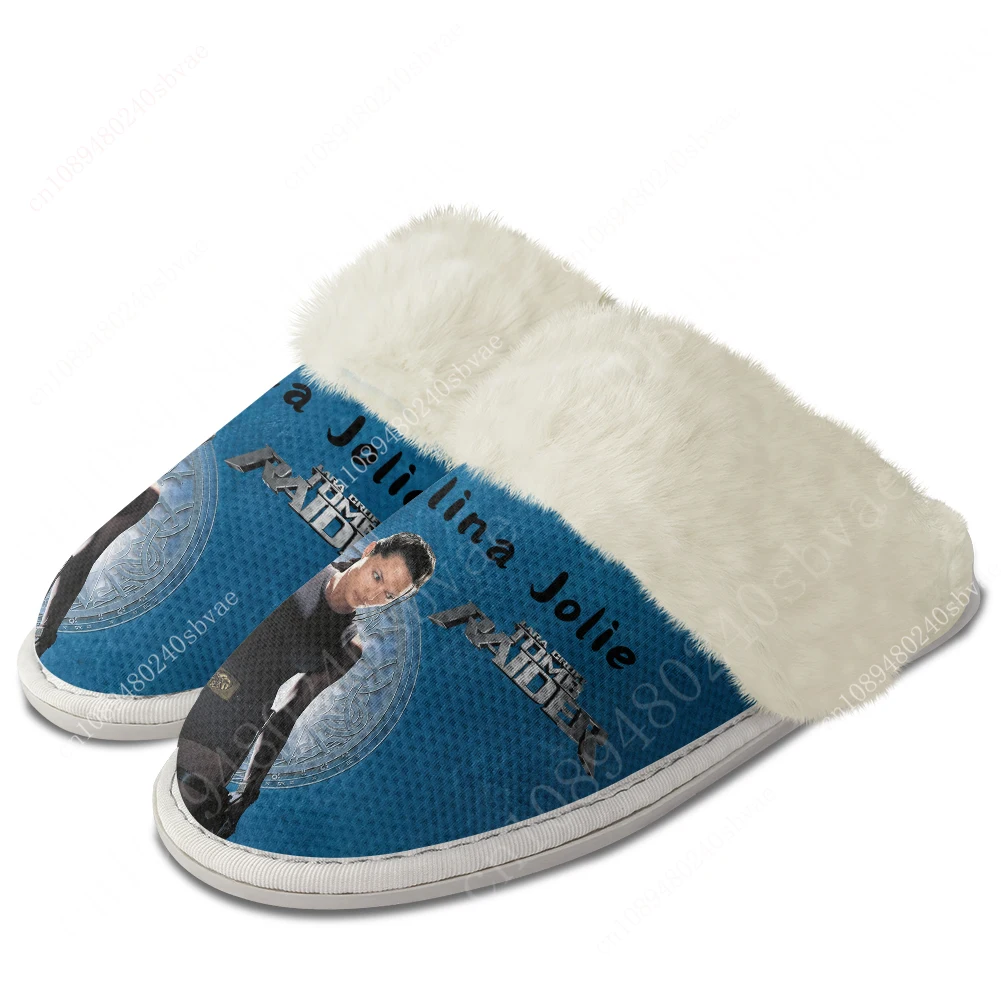 

Tomb Raider Plush Slippers Keep Warm Shoes Lara Croft Mens Womens Home Cotton Bedroom Customized Thermal Lightweight Slipper DIY