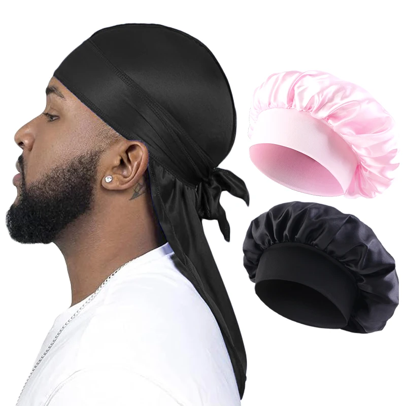 2/3 TEILE/LOS Männer Frauen Lange Schwanz Kopf Schal Headwrap Motorhaube Nacht Hut Seide Durag Pirate Hut Unisex Schlafen bandana Turban Hijab – Detail 14