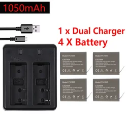 1050mAH PG1050 Camera Battery + Dual Charger For EKEN H9 H9R H3R H8R H8PRO H8 SJCAM SJ4000 SJ5000 M10 Action Camera Batteria