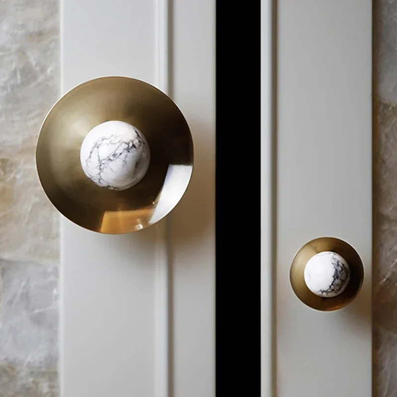 Piedra Natural + latón macizo, cajón de cocina, manija de gabinete, muebles, perillas de cristal, Hardware, tirador de armario, gancho para muebles