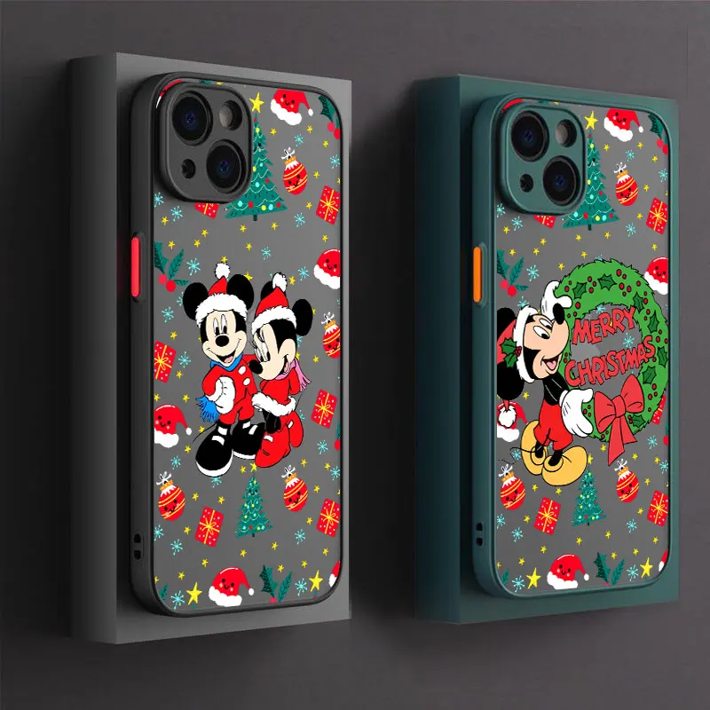 

Merry Christmas Mickey Mouse Phone Case For iPhone 11 14 15 16 17 Pro Cover For iPhone 17 Air 11 13 Pro Max 12 16e 16 Plus Funda