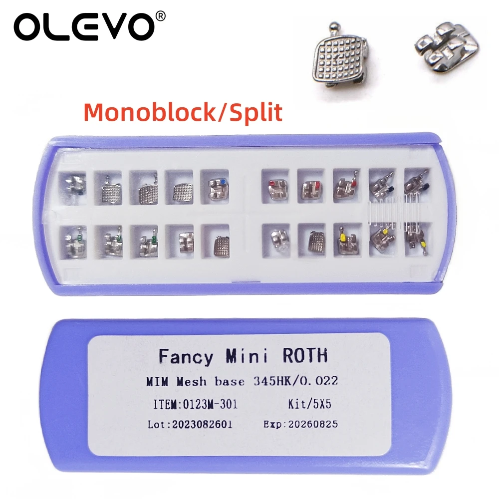 10 Sets Dental Halterung Kieferorthopädische Zahnspangen für Zähne Metall Mesh Basis Monoblock Split Mini Roth MBT 022 345 Haken Zahnarzt ortodoncia – Detail 7