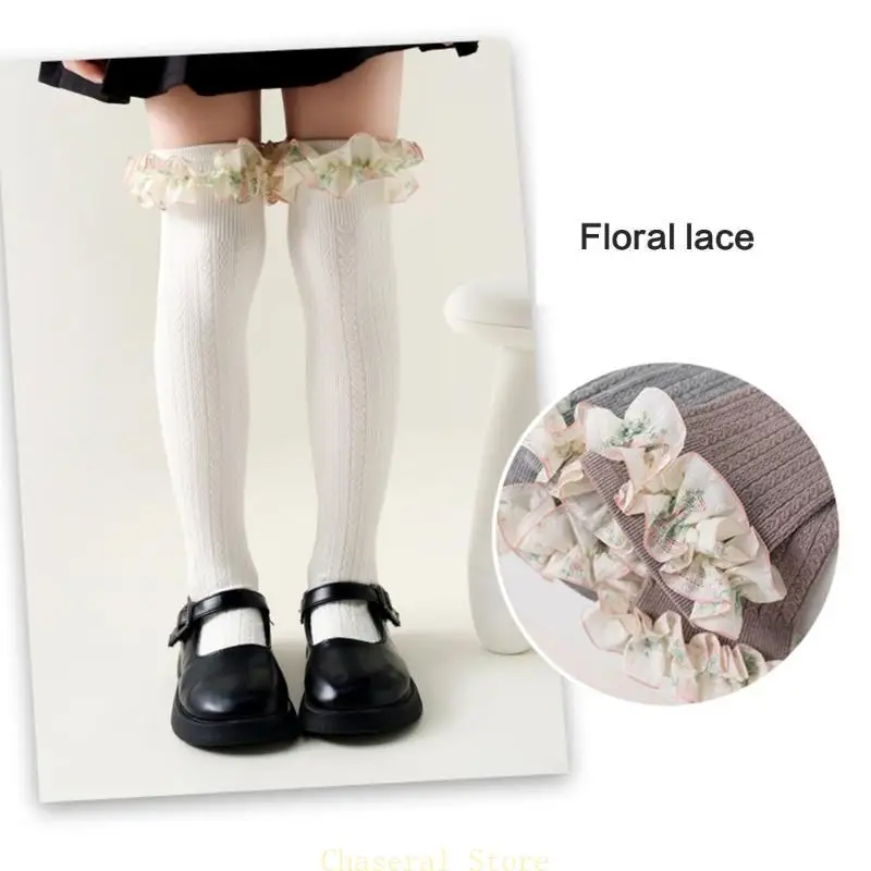 

E7CE Girls Knee Length Socks for 3-12T Kids, Simple Solid Color Socks Long Tube Socks for Stage Performances and Parties