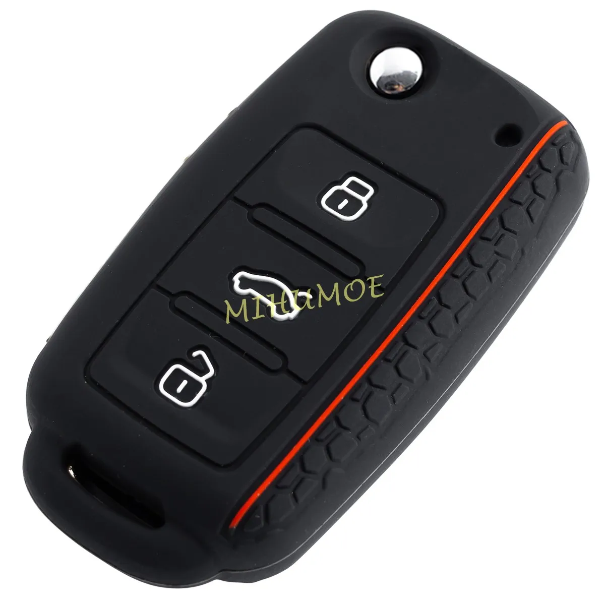 Silicone Car Flip Key Case Cover Chain For Volkswagen VW Tiguan Jetta Beetle Golf MK6 Passat B7 Polo MK5 Scirocco Touran Eos UP!