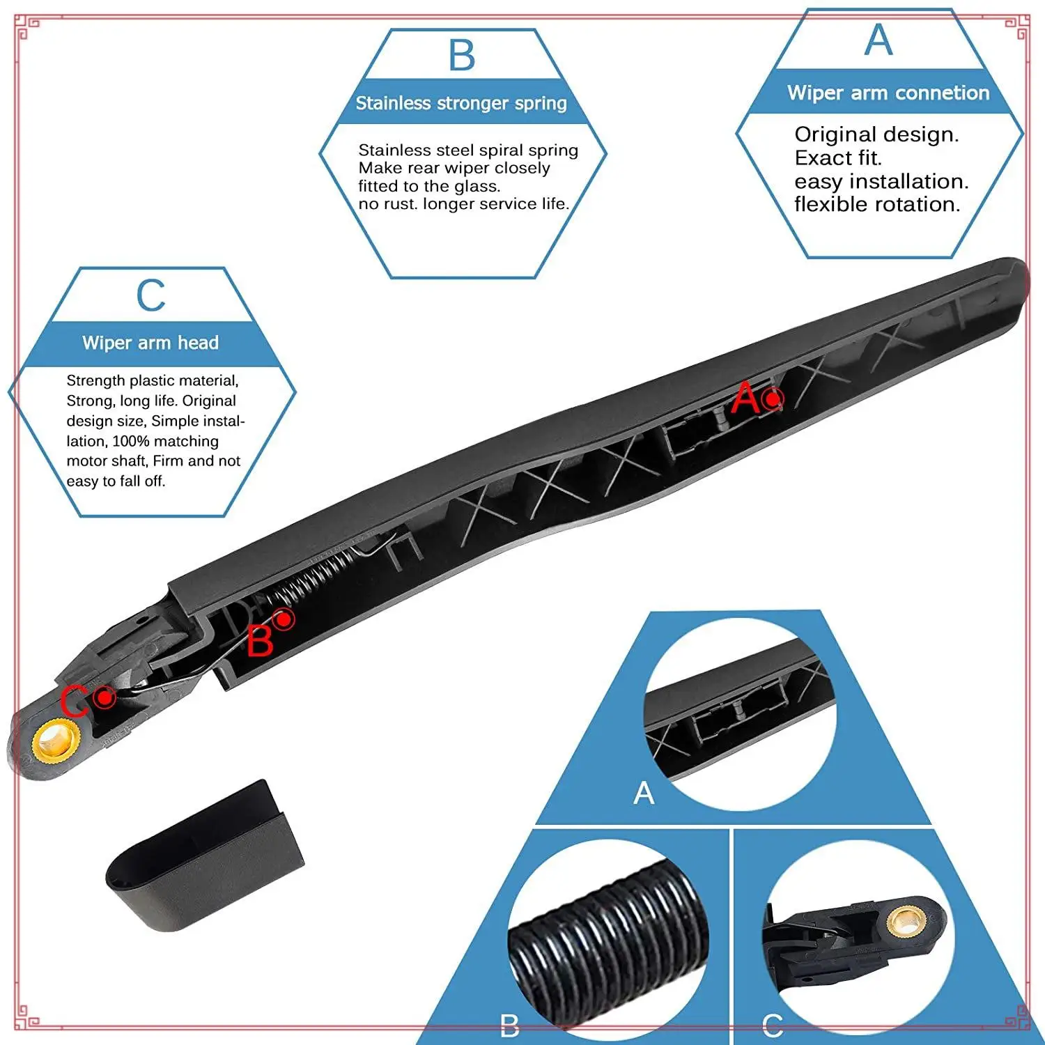 

Rear Window Windshield Wiper Arm Blade Set For Ford Explorer 2011-2018 Lincoln MKX 2016-2018 BB5Z17526C