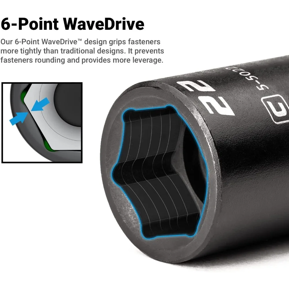 

1/2-Inch Drive Deep Impact Socket Set with Adapters and Extensions, Chrome Molybdenum, 63-Piece