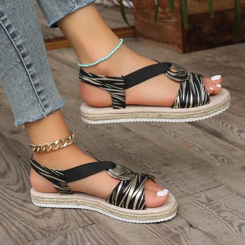 Women Wedges Sandals 2024 Summer Snake Print Platform Designer Sandals Gladiator Shoes Woman Comfort Casual Med Sandals Women