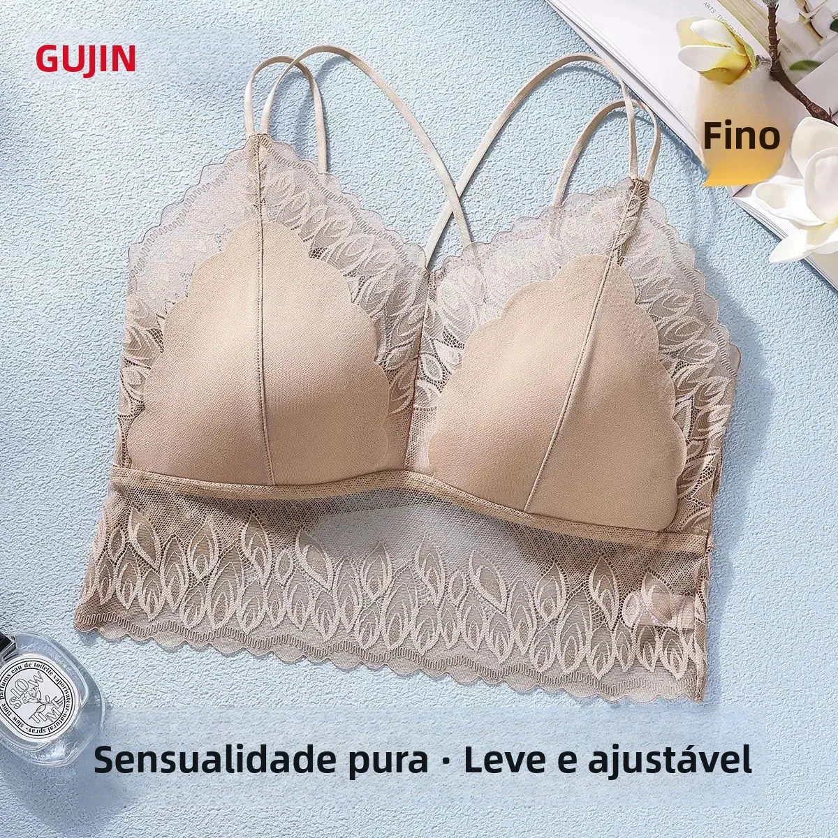 スリムレースブラ-ワイヤレスクロスバック-セクシーサマー下着-ワンピース-軽量-ギャザーバンドゥ-男女兼用