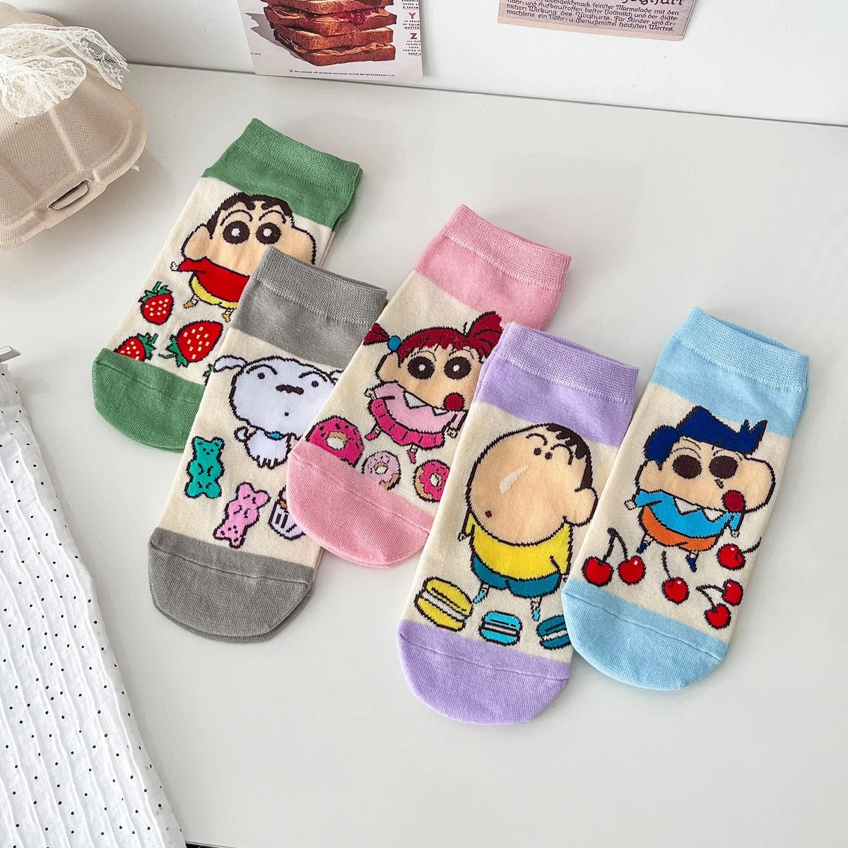

Cartoon sock children - Fine-woven cotton women's boat shoes, sweat-absorbing and breathable, not stuffy feet, short-tube cotton