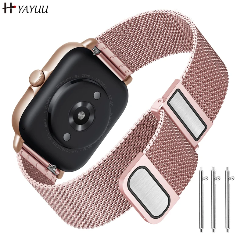 20mm Mesh Stainless Steel Strap for Amazfit GTS 4Mini/GTS 3/GTS 2/2 Mini/2e/GTS, Double Magnetic Bracelet for Galaxy Watch 5 4