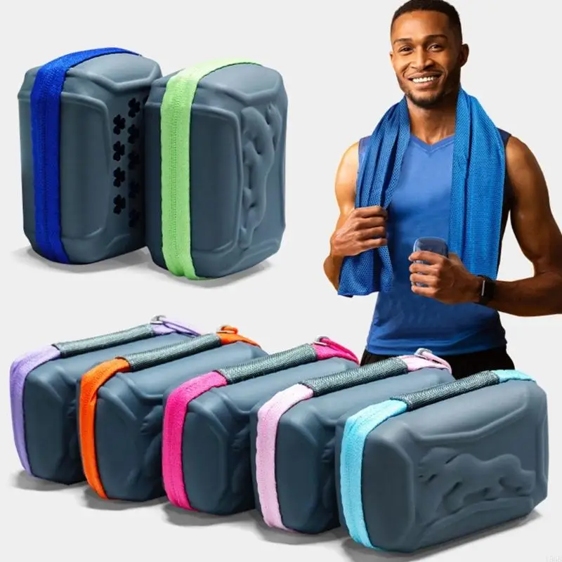 Sports Towel with Storage Case, 30 x 80 Absorbent Workout Cooling Towel for Running, Gym Training, Hiking, Summer Use Y5GB