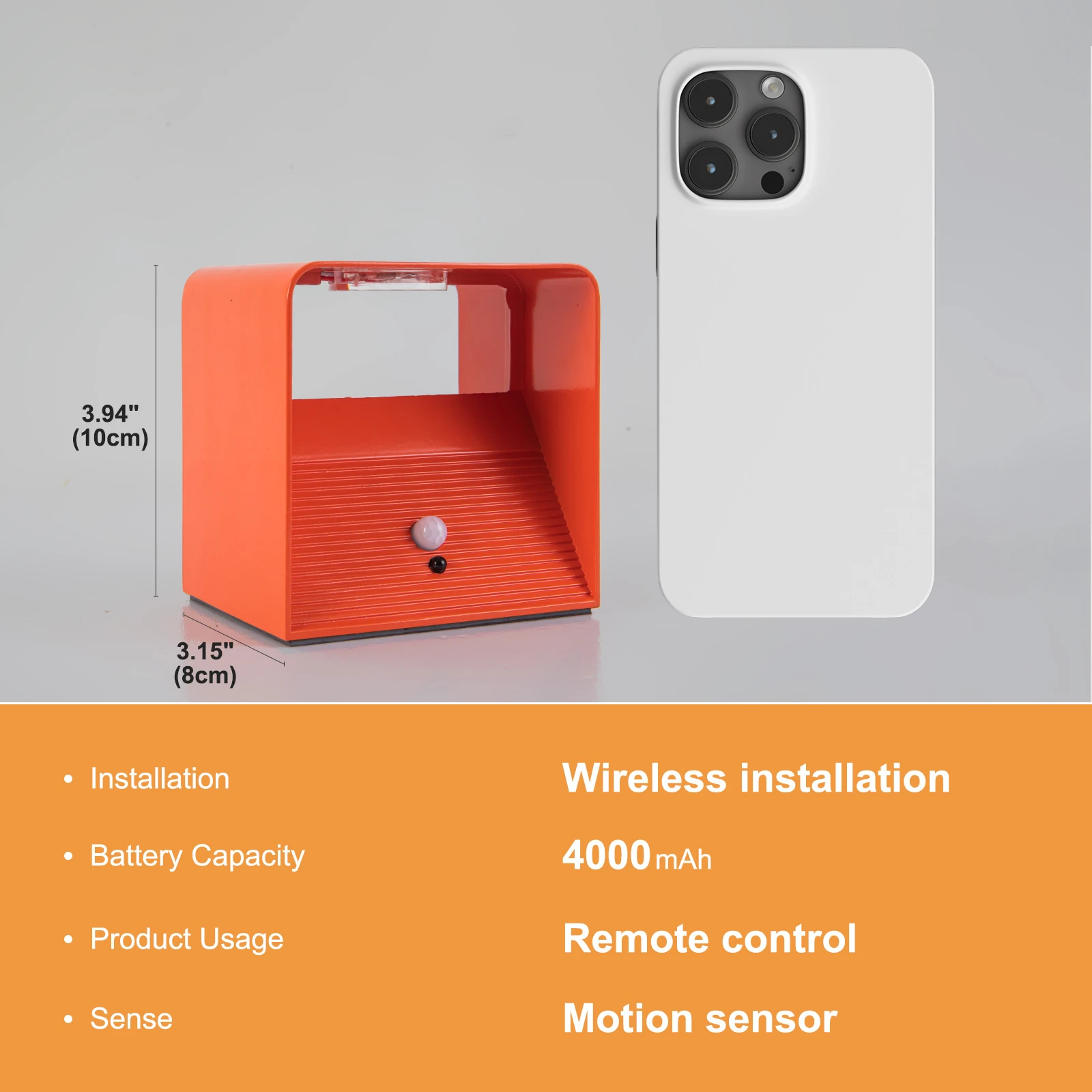 Battery-Powered Wall Light, 3 Color Temperature and Brightness Settings, Remote Control and Motion Sensor, Cordless Magnetic 4000Mah Rechargeable Led Light, Suitable for Bedroom, Living Room, Hallway