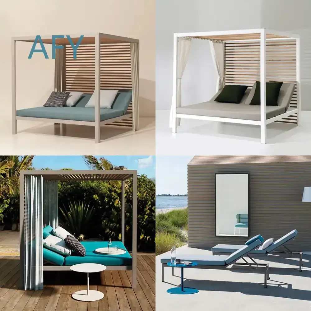 Aluminum Outdoor Lounge Chair for Resort Hotel Sunroom Vacation Rental Poolside Waterproof UV Protection Lounger