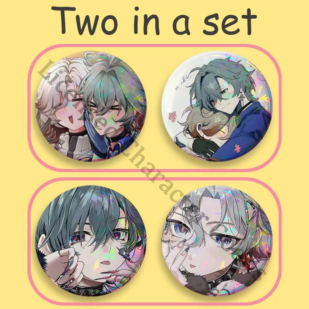 Illuga lohen Illuhen Badges 25 32 44 58 75 mm Round Cosplay Pin Backpack Decor Collect Gifts Brooch 2-piece set