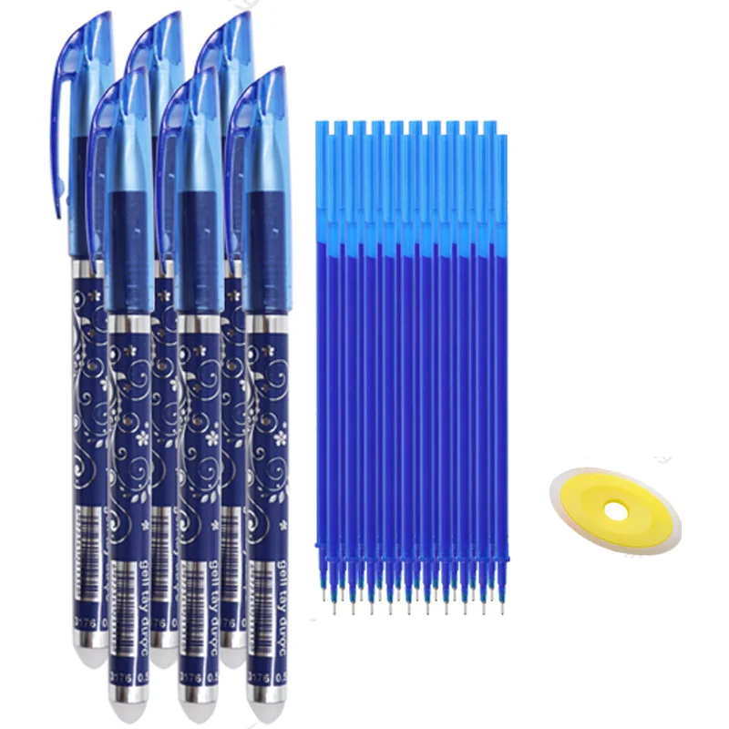 

13 шт./компл., набор стержней для гелевых ручек, 0,5 мм, синие, черные чернила, гелевые ручки для письма, моющаяся ручка для школьных канцелярских принадлежностей