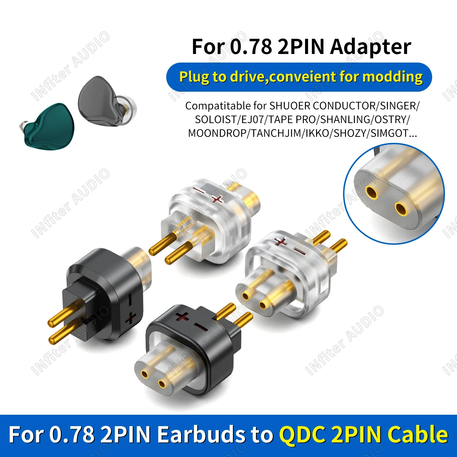 qdc to 0.78 qdc to 0.78mm qdc two pin adapter qdc 0.78 adapter qdc to 2pin qdc to 0.78 groove 0.78 to qdc 0.78 to qdc adapter