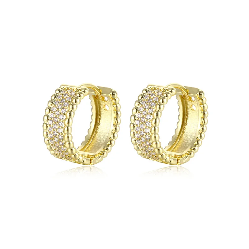 ENSHIR European and American Zircon Hoop Earrings Small Huggie Hoop Earrings for Women Girls Piercing Brincos
