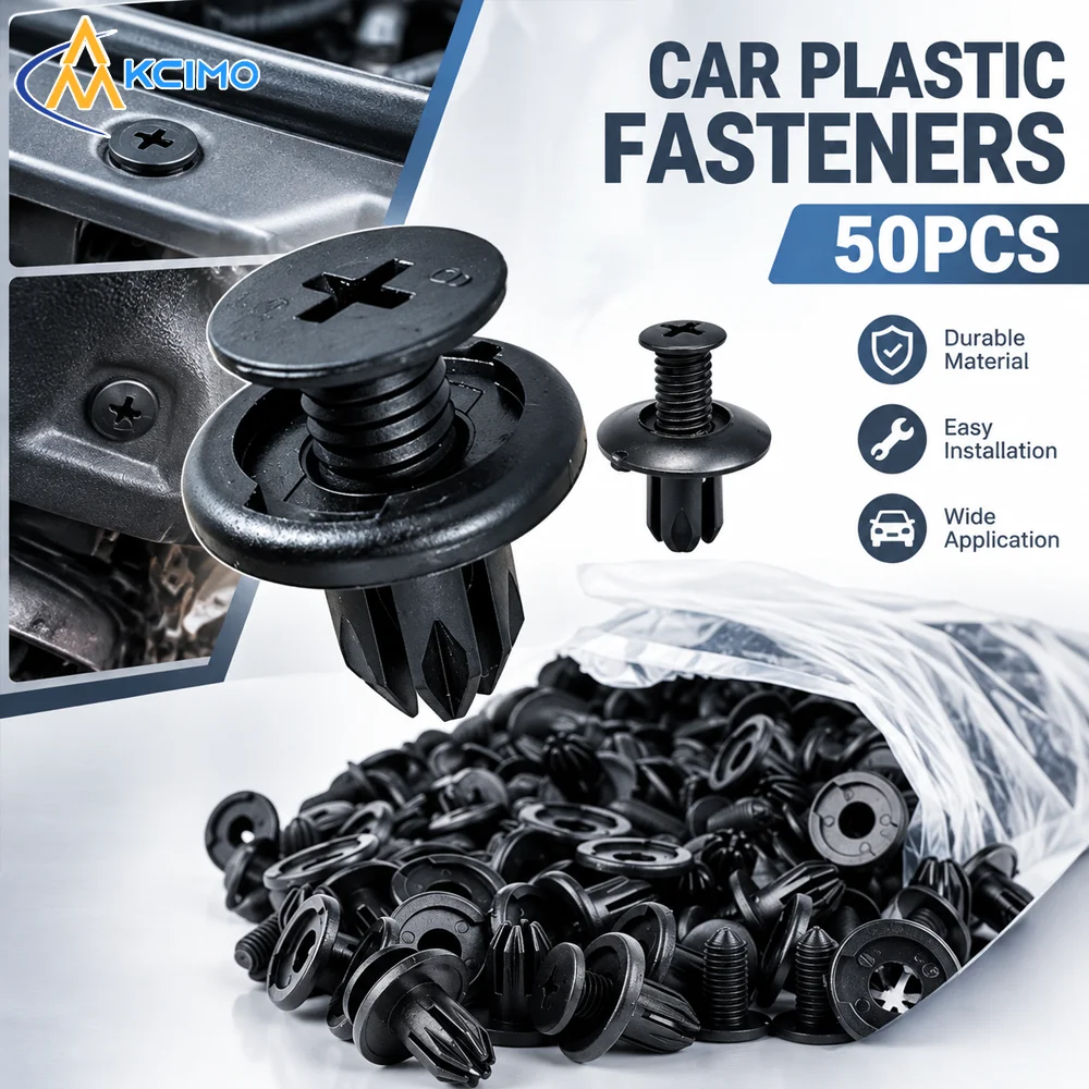 50Pcs Universal Car Body Fastener Rivets, 8mm Plastic Panel Retainer Clips, Auto Exterior Trim Replacement Kits