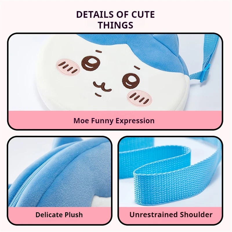 MINISO sac à dos en peluche sac à bandoulière Chiikawa Usagi Hachiware sac à jouet poupée sac à épaule kawaii sac d’école de grande capacité kawaii étudiant enfant sac à poupée en peluche