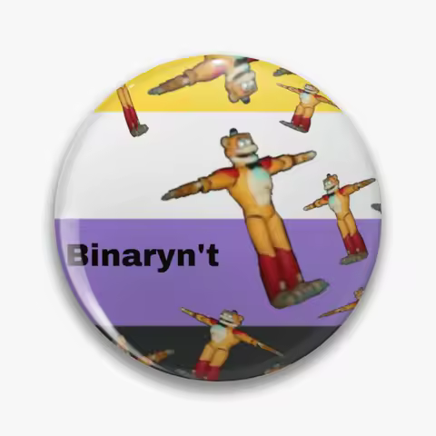 Glamrock Freddy Fazbear Nonbinary Pride Customizable Soft Button Pin Cute Hat Creative Clothes Collar Badge Fashion Funny
