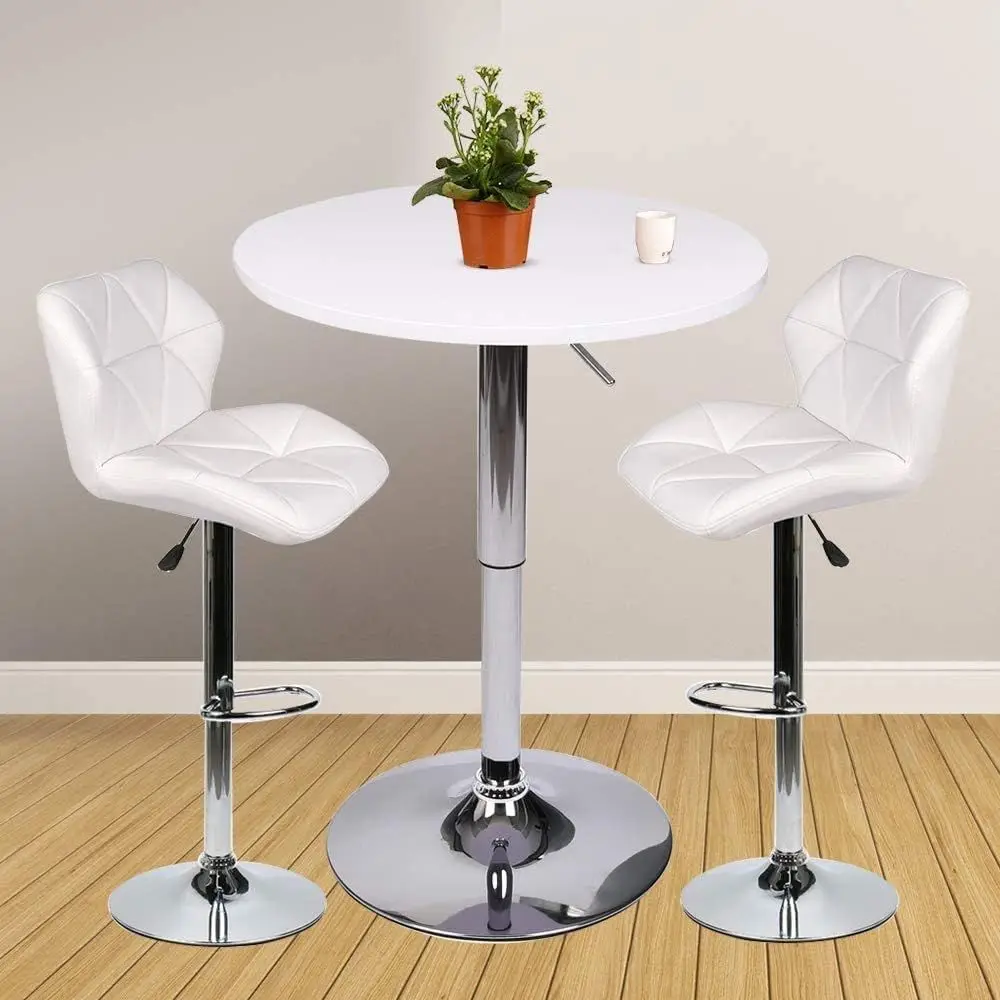 Bar Table and Chairs Set o 3 Swivel Counter Height Bistro Set | Height Adjustable 3 Piece Bar Height Dining Set , 360° Rotating