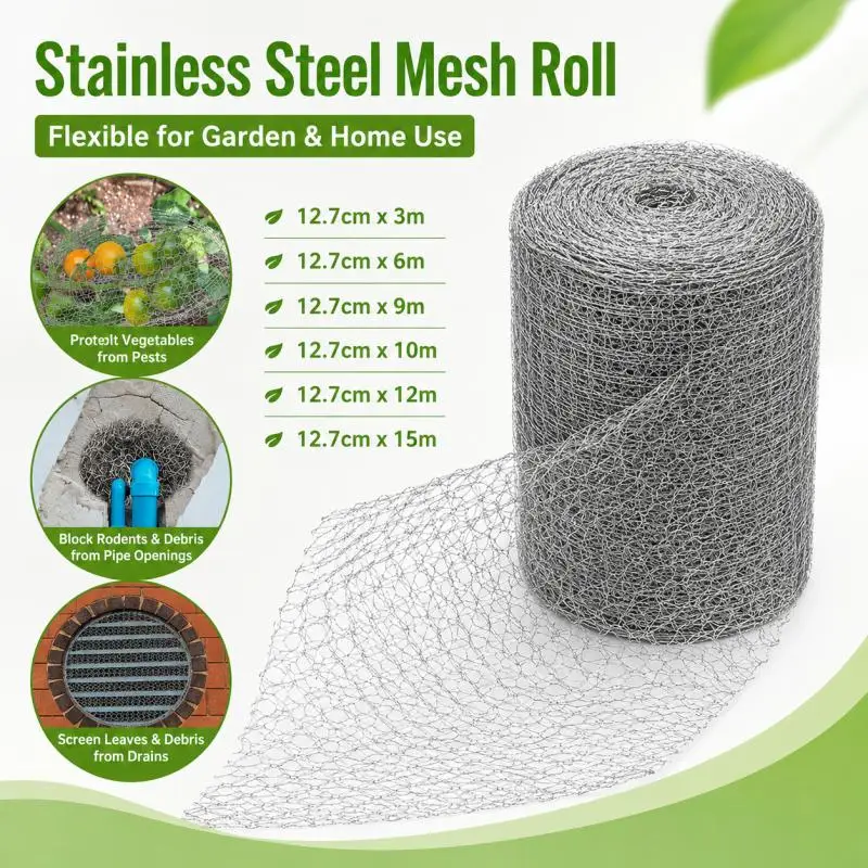1/2/3pcs Stainlesss Steel Garden Netting Mice Insect Proof Mesh Gaps Blocker Flexible Hole Filler Squirrel Repeller Outdoor