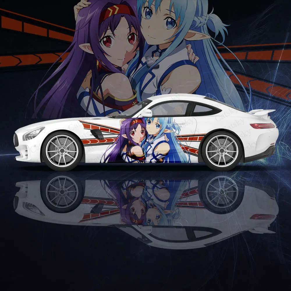 Sword Art Online Anime 2pcs Car Sticker for Universal Car Decal Car Sticker Univers Car Stickers Anime Car Side Body Decal