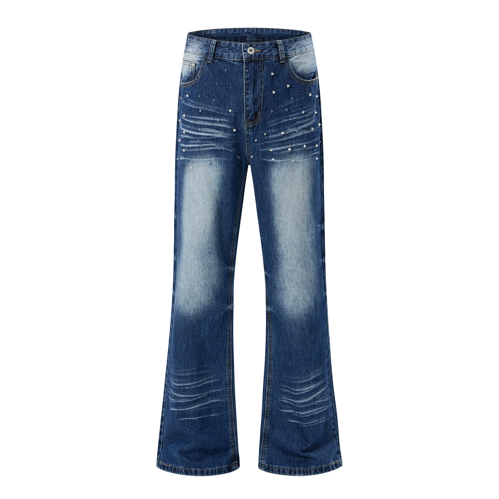Calças Jeans Azuis com Brilhantes, Calças de Ganga Largas com Efeito Desgastado, Calças Jeans Slim Pretas, Calças de Ganga Bootcut, Streetwear, para H