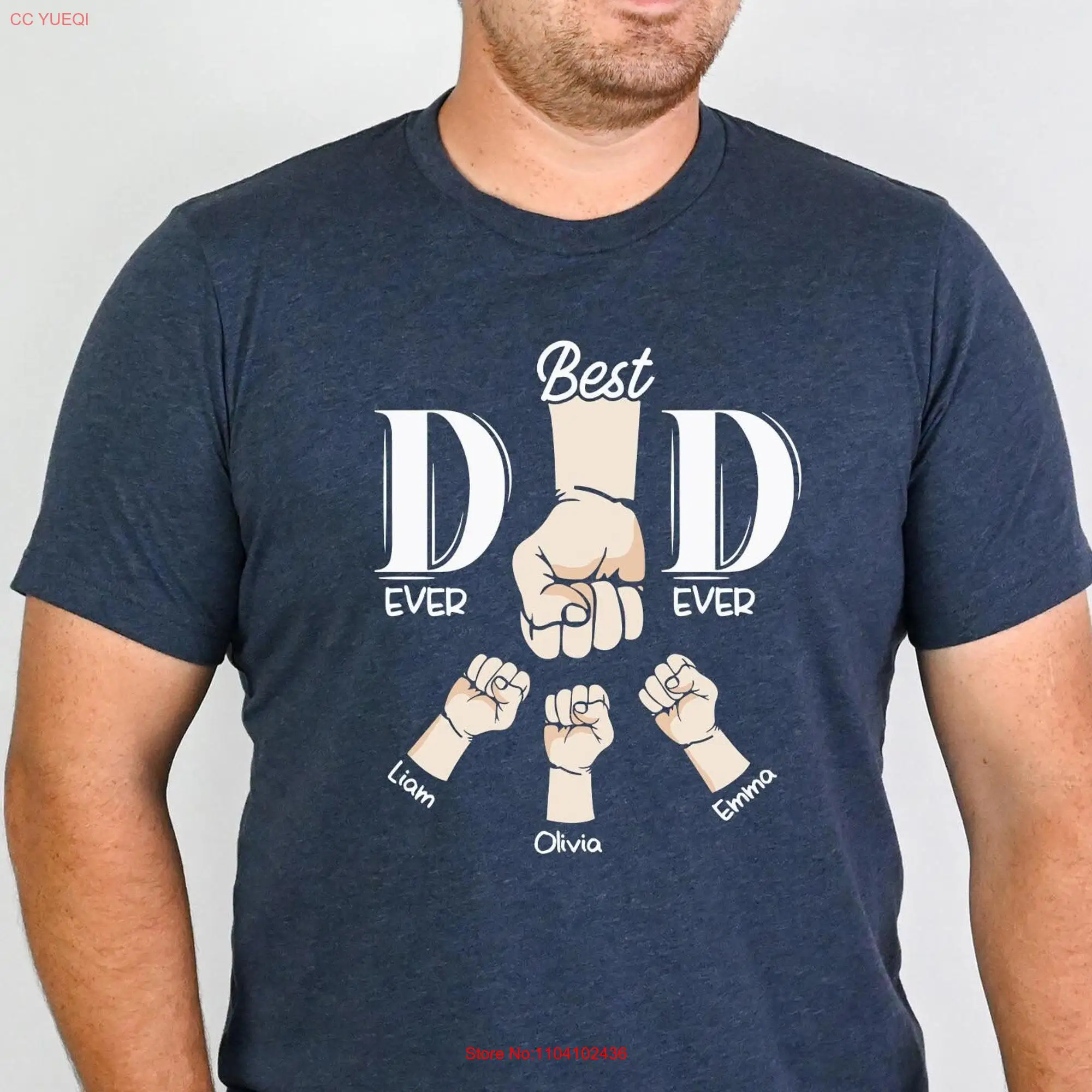 Personalized Dad Raised Fist Bump T Shirt With Kids Names Fathers Day Cool Best Ever For long or short sleeves