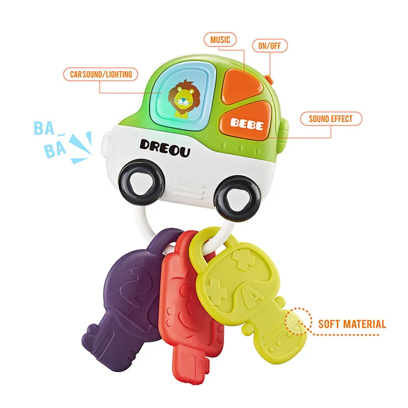 Simulation Car Keychain Infant Hand Grip Training With Music Light Toy Cute Baby Soothing Teething Toys Baby Puzzle Toys Gifts