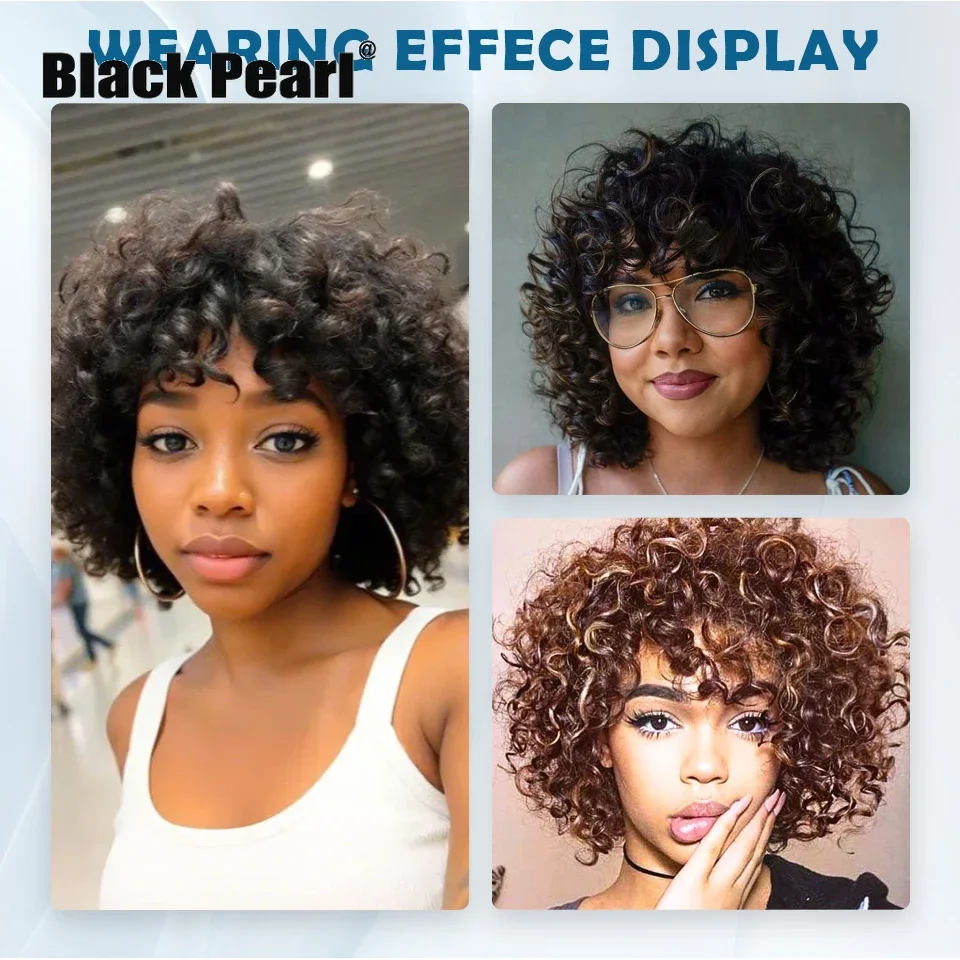 Brazilian Afro Puff Pixie Bob Wig 99J Natural Brown Full Machine Made Pre-Pluck… - Image 2