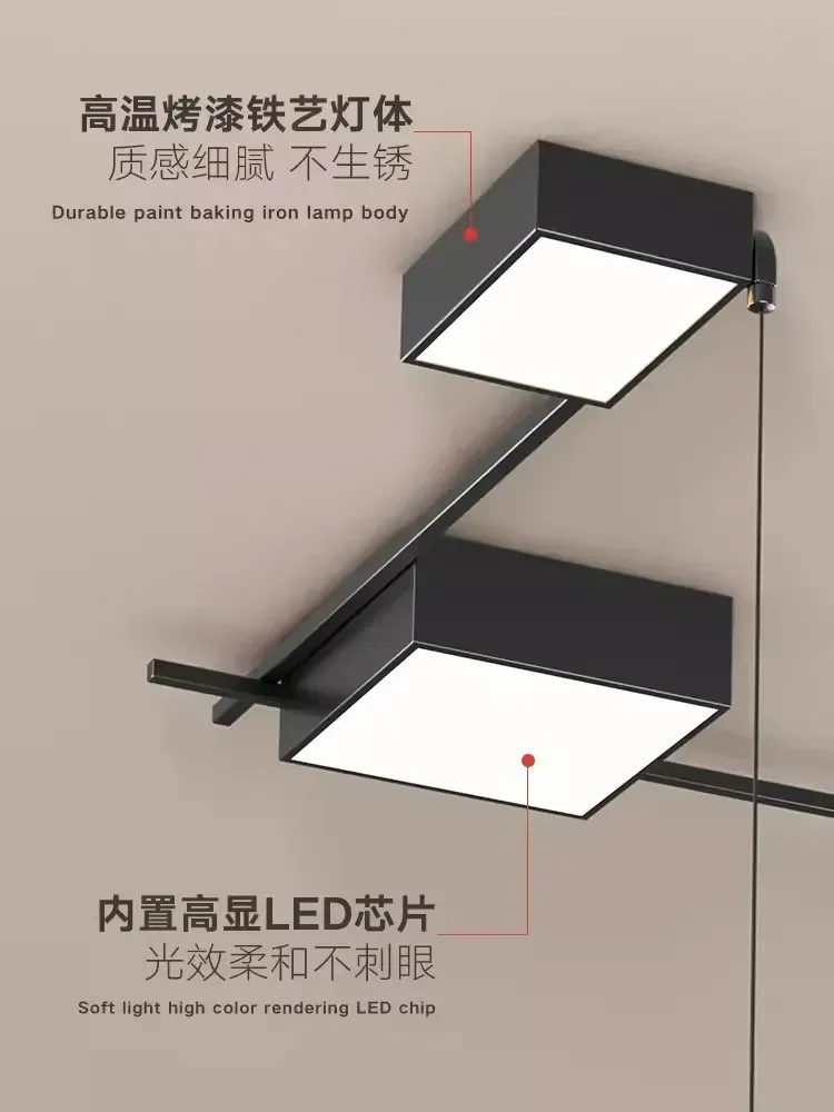 Lampadario moderno a LED Moderno e minimalista Stile creativo Nero Sala da pranzo Soggiorno Cucina Lampada a sospensione Interni Luce lucida