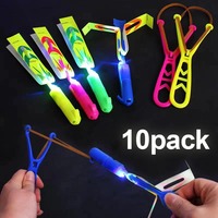 1-10pcs Round Whistle Flying Sword Toys LED Blue/flash Rubber Slingshot Catapult Toy Children's Mini Flying Machine Toy Gifts