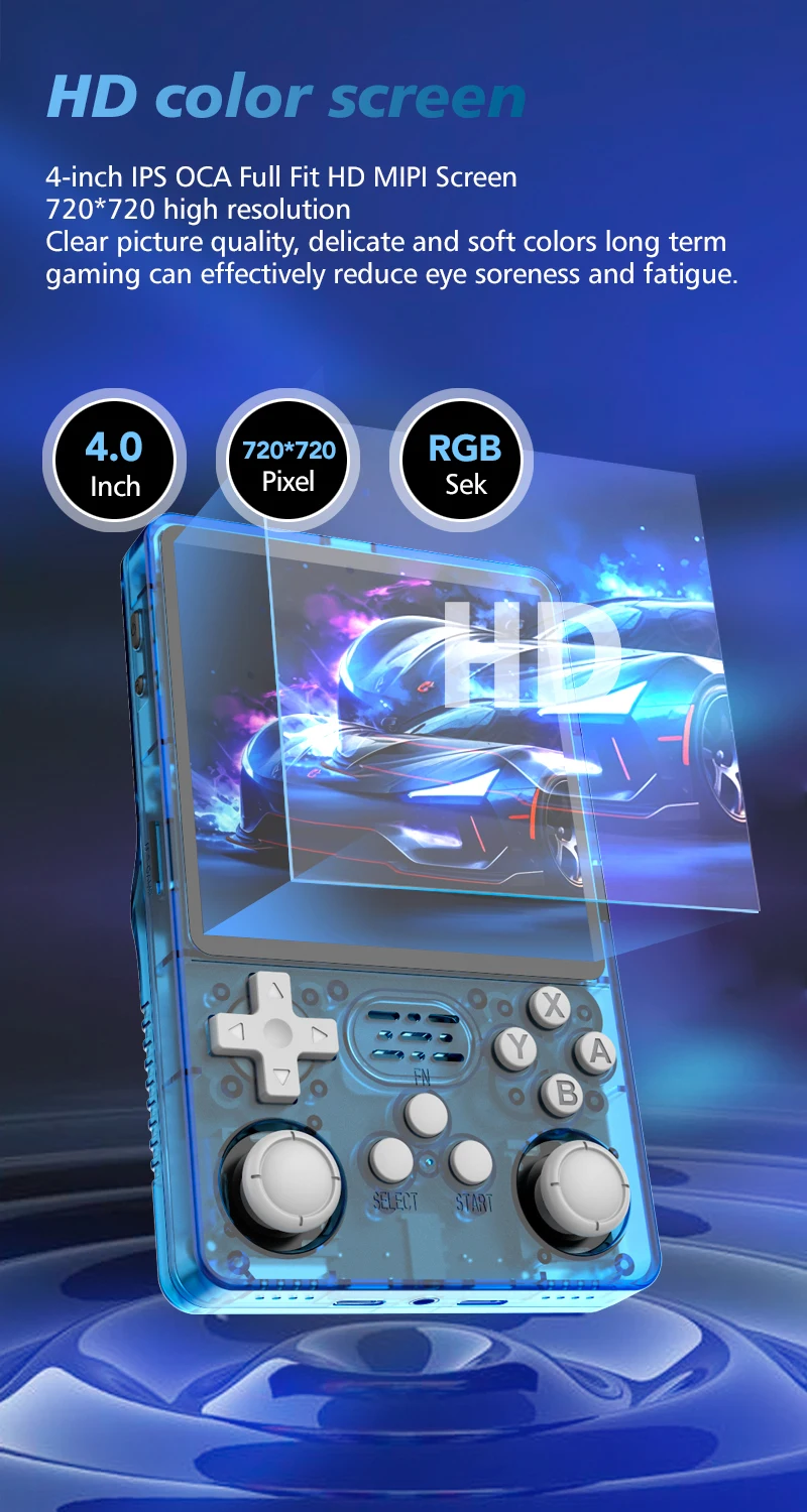 Nouvelle Rg40xx Console de Jeu Portable 4 Pouces Écran HD Système Linux 3200mAh Batterie Légère Double Joystick Éclairage RGB Joueur