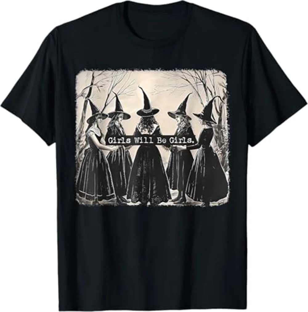 تي شيرت Girl Will Be Girl Witch Halloween هدايا مضحكة للرجال lwf 180g