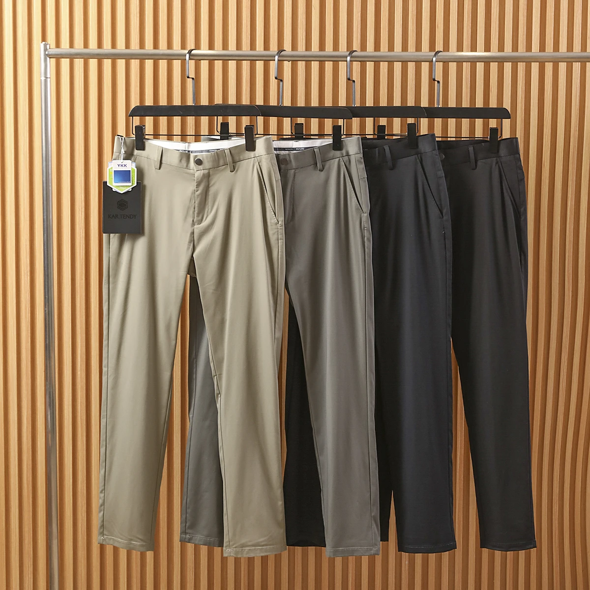 

High-End Silk Fabric Men's Slim Fit Casual Pants Spring Summer Lightweight Straight Leg Elastic Faionable Urban Sle Long ...