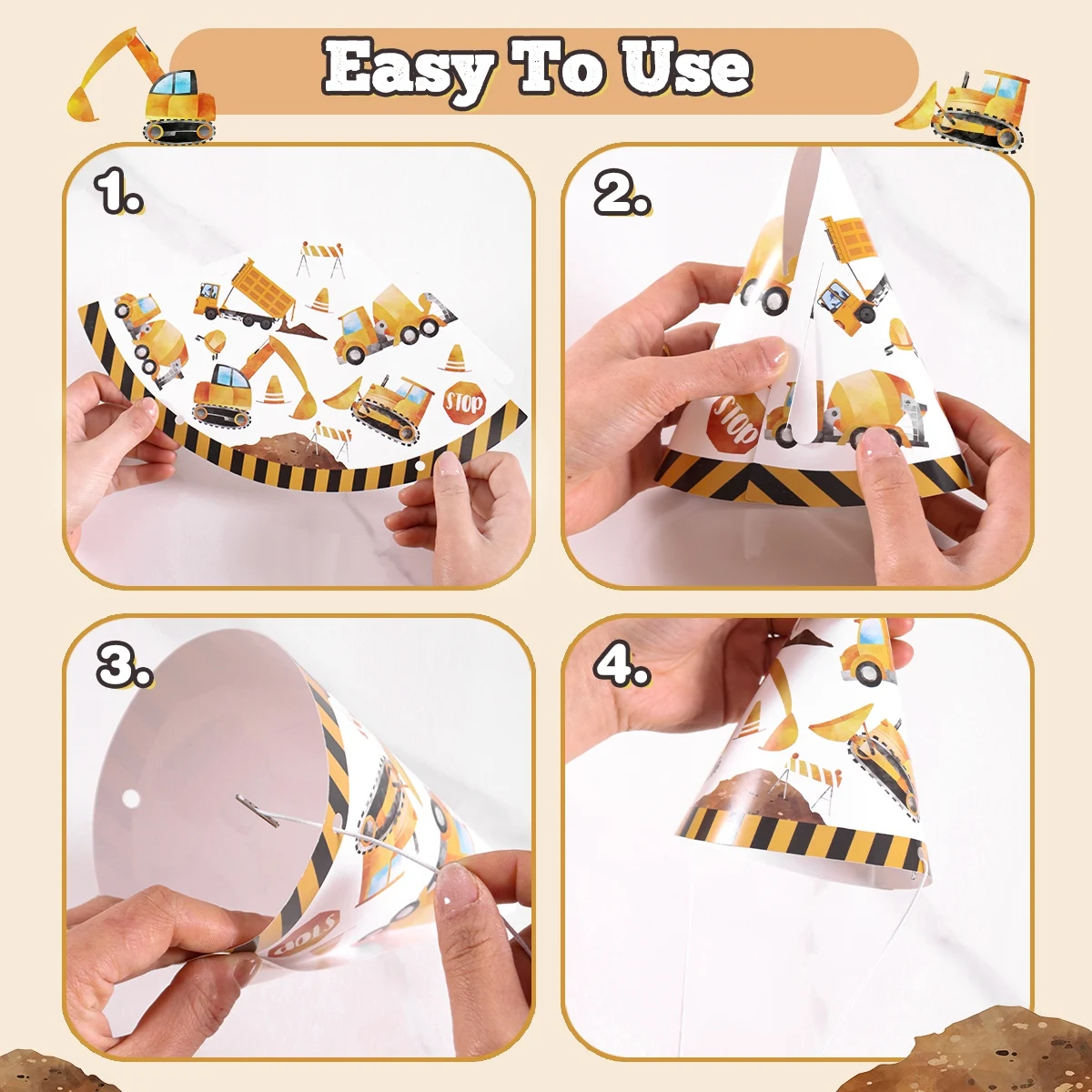 6pcs Construction Truck Birthd - огляд і ціна Party Hat Cone