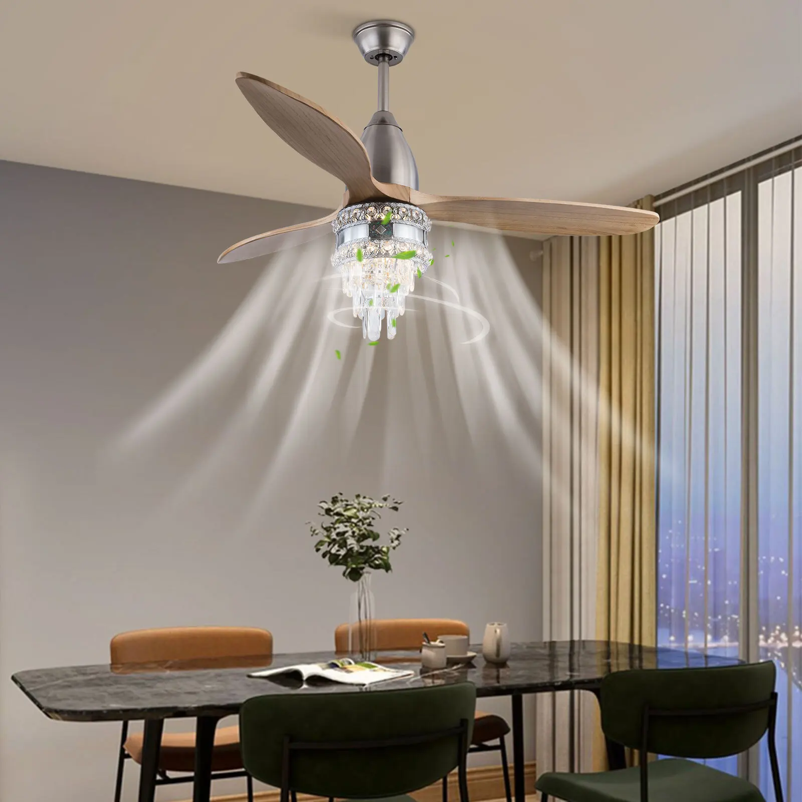 

52" 3 Blades Indoor Control Remote Ceiling Fan with LED Light w/ Remote Control