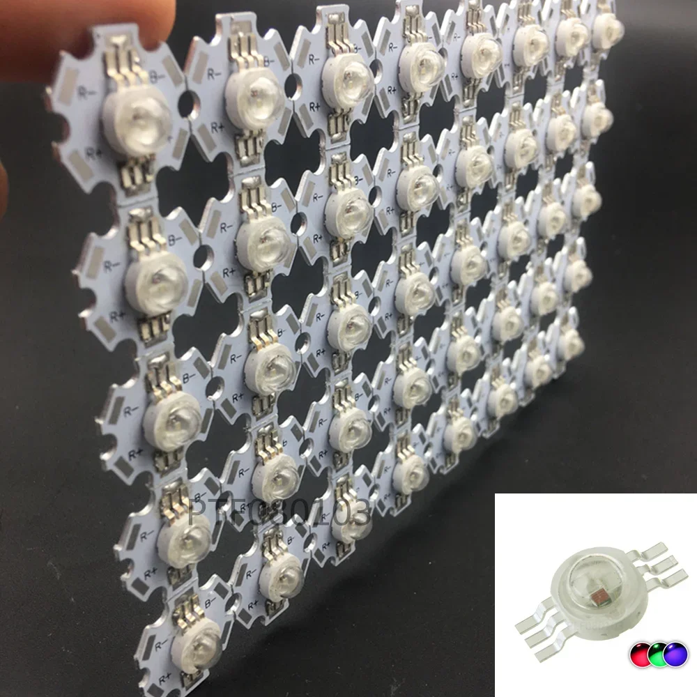 100pcs 3W LED RGB High power LED Lamp bulbs RGB Six Legs 350mA 3.2-3.4V Taiwan Genesis/HPO Chips Free shipping