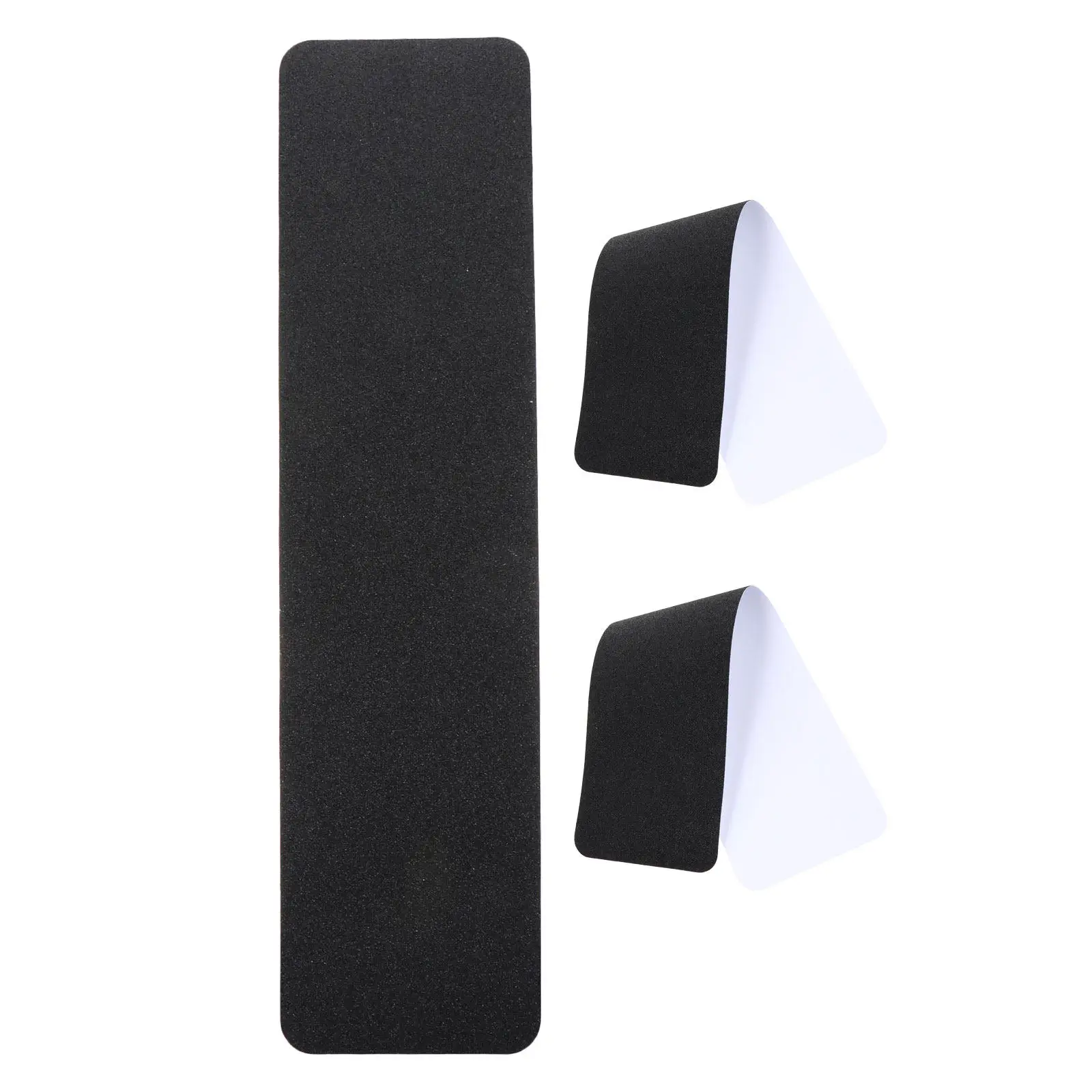 3Pcs Outdoor Black PVC Anti Slip Tape Stair Treads 24x6 Self Adhesive Traction Strips for Wood Cement Tile