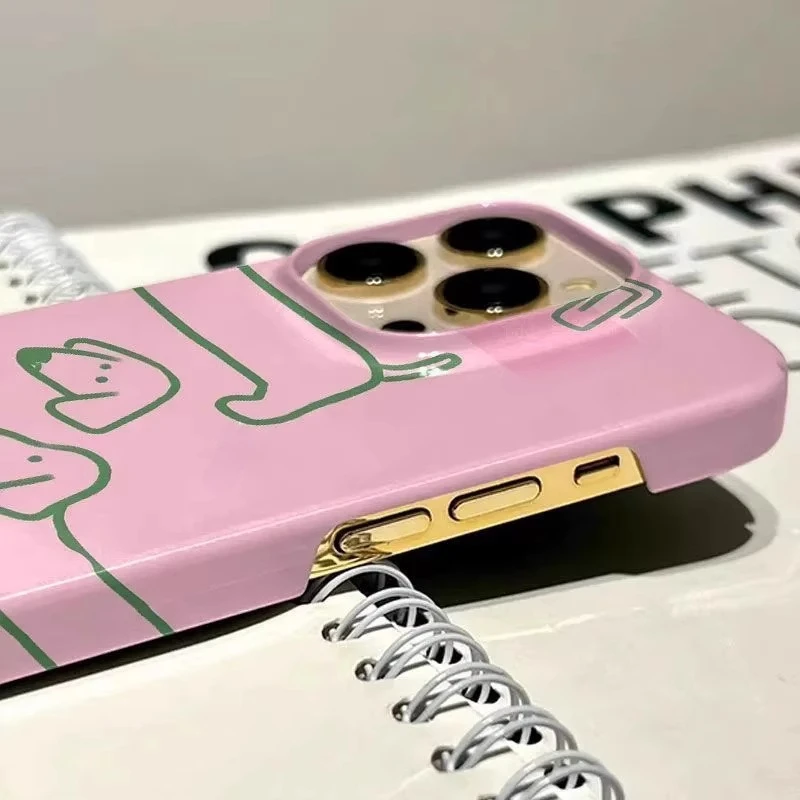 Simple Pink Dachshund Dog Phone Case for iPhone 16 15 14 13 12 11 Pro Max XS XR XSMax 6 7 8 Plus Glossy HD Hard PC Cover