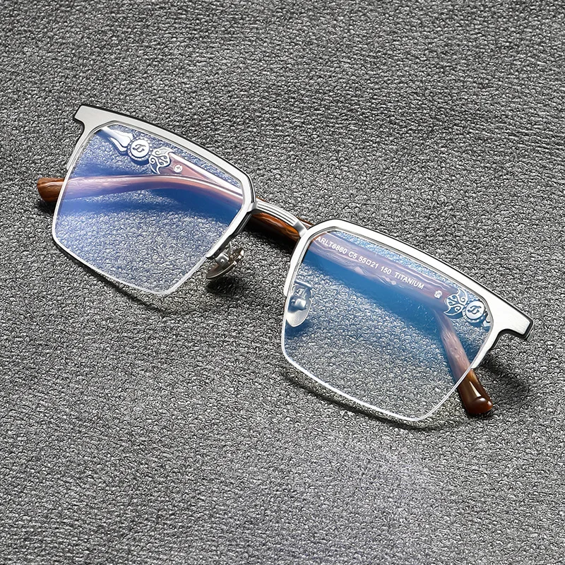 

Top Quality Titanium Semi Rimless Men's Eyewear Brand Design Half Frameless Eyeglasses Classic Trendy Square Glasses Frame