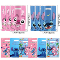 10/40PCS New Disney Stitch Gift Bag Plastic Loot Candy Bag Pink Stitch Theme Children's Birthday Supplies Home Gift Decoration