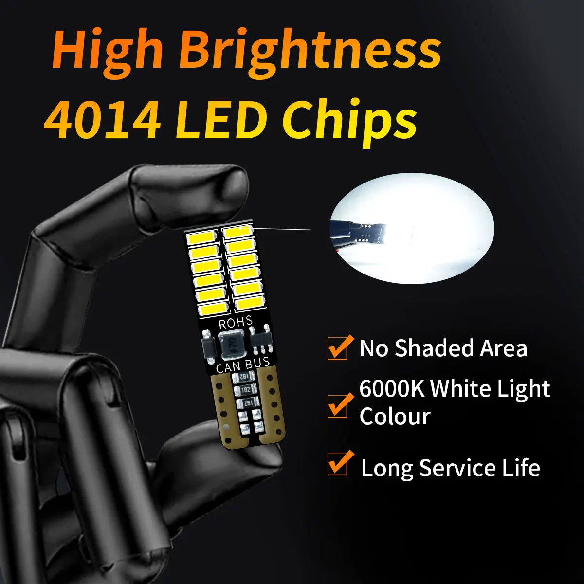 2/10/T10 W5W LED Car Brake Turn Signal Light Bulbs 6000K White CANBUS 4014 24SMD 12V Automotive Lighting CAN-BUS Error Free