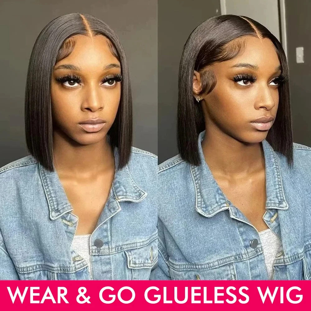 

Straight Wear And Go Glueless Wig Human Hair Without Glue Or Gel Already Cut Transparent Lace Closure Wig Pre Plucked Baby Hair