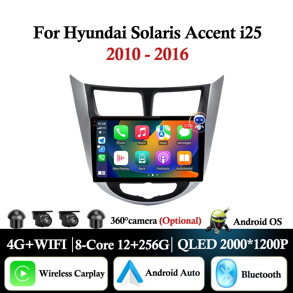 

9 дюймов для Hyundai Solaris Accent i25 2010-2016 Android Авто Авто Радио Видео Мультимедийный Плеер Bluetooth WiFi Bluetooth GPS Navi